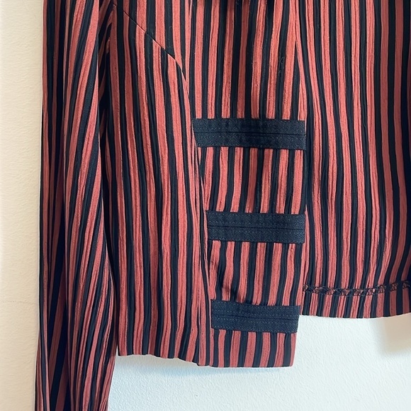 VTG Striped Jacket 10 90s Emo Dawn Joy 10 Rust Black Vertical Grunge Alt Goth - Picture 4 of 16